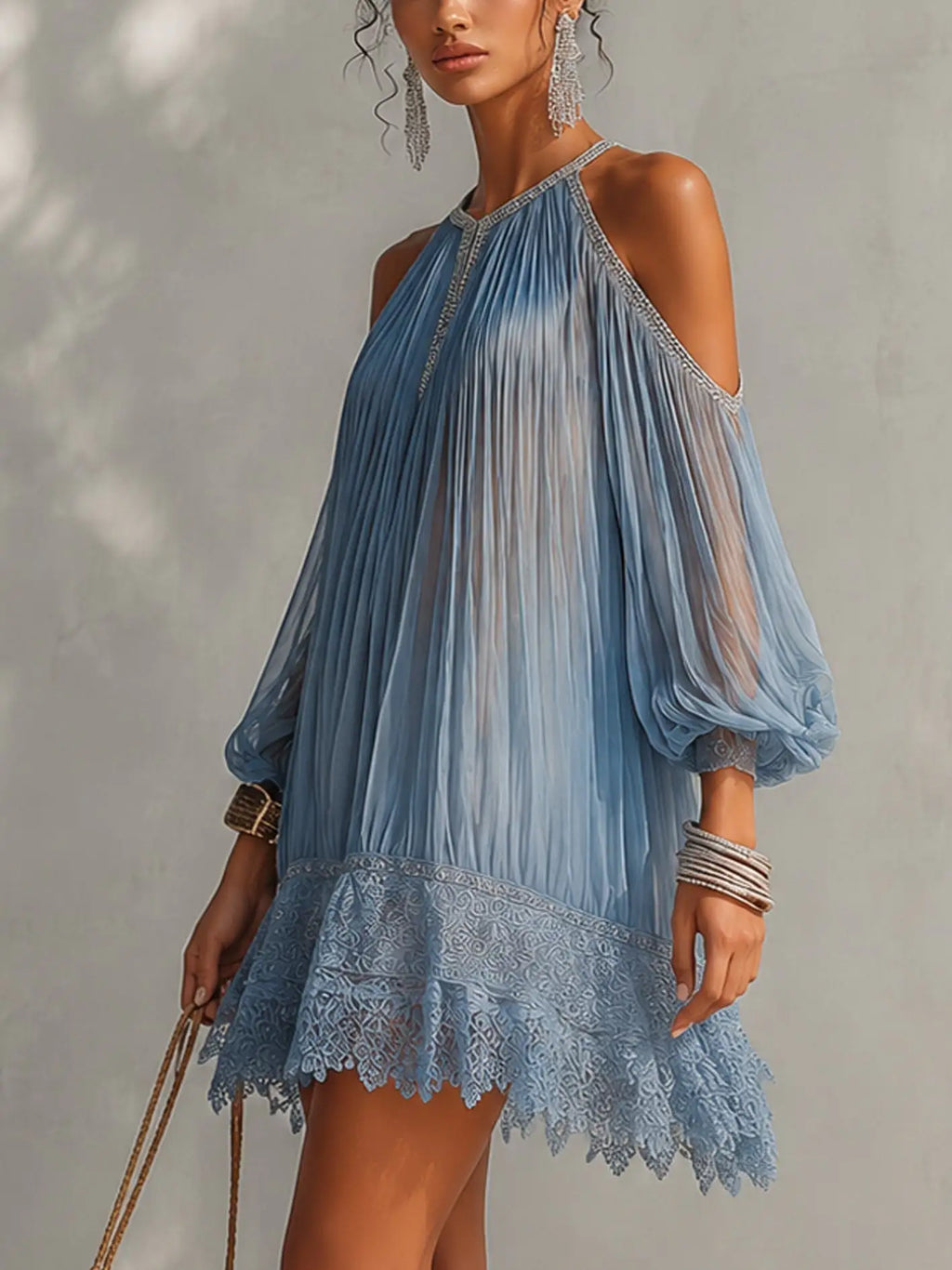 Séraphine | Minivestido Azul con Encaje
