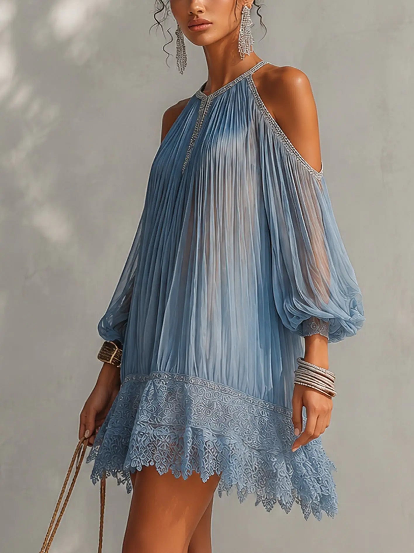 Séraphine | Minivestido Azul con Encaje