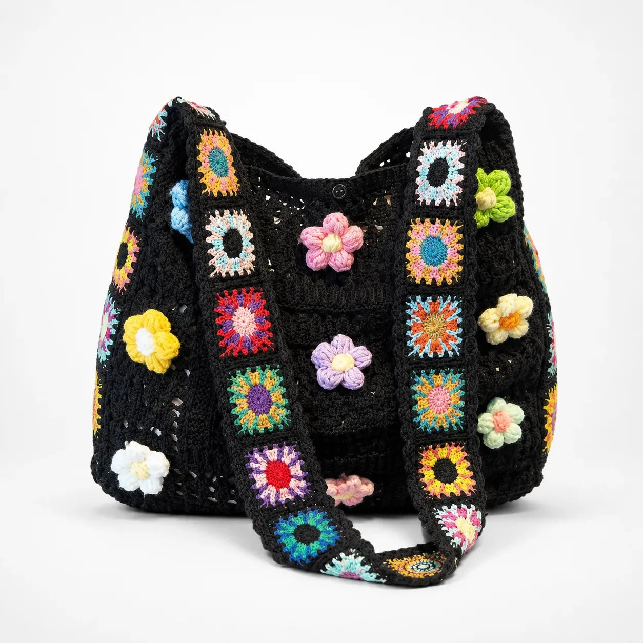 Nicasia | Bolso de Hombro de Crochet con Flores