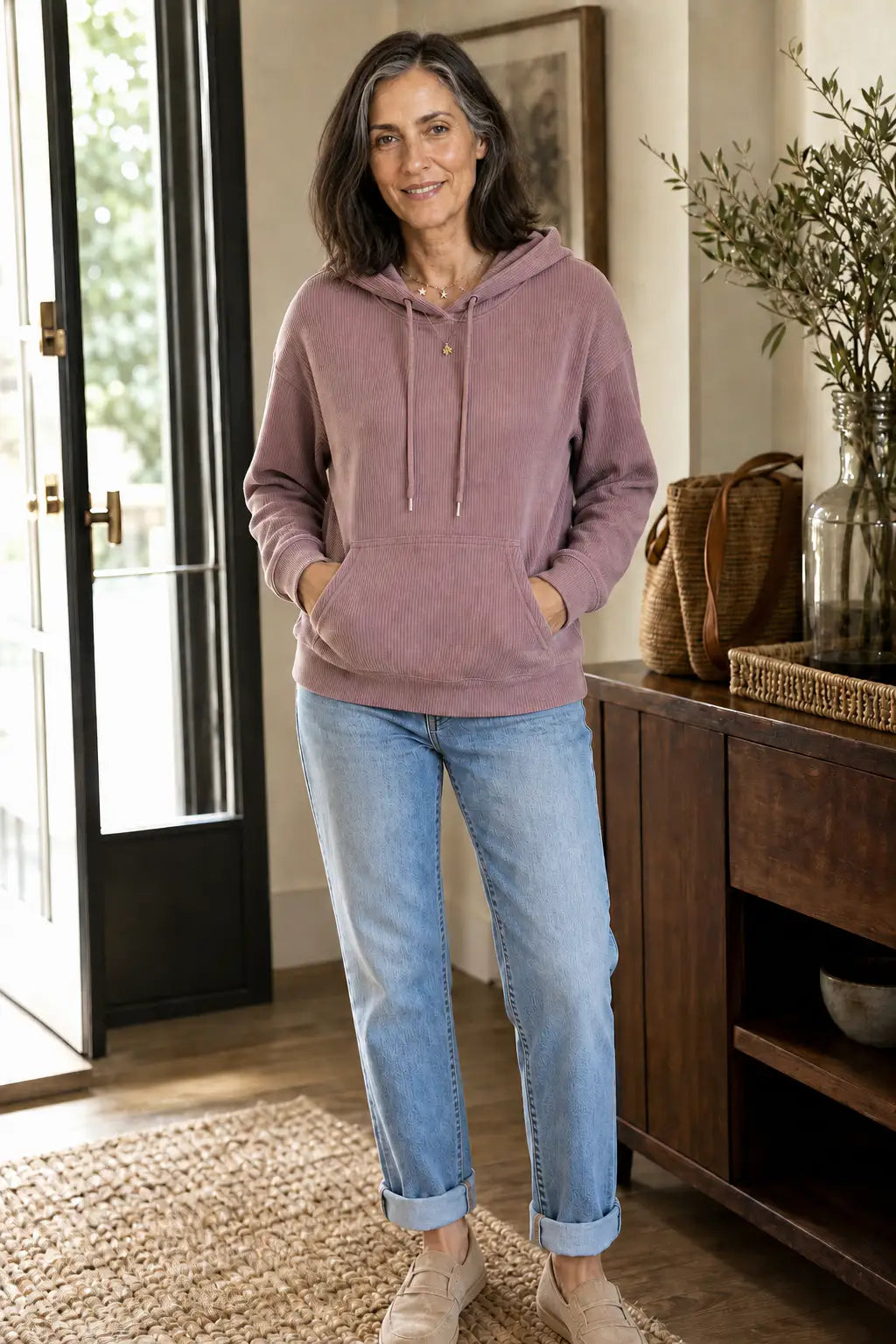 Elena | Sudadera con Capucha Efecto Pana