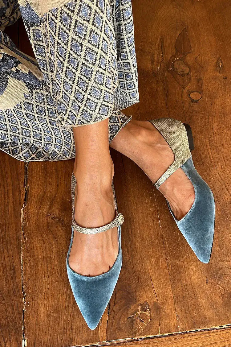Nuria | Zapatos Planos Azules Patchwork