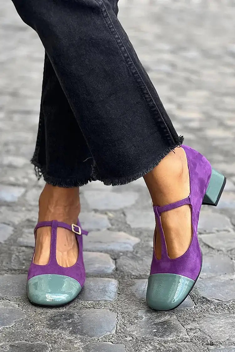 Honoria | Tacones Morados Color Block