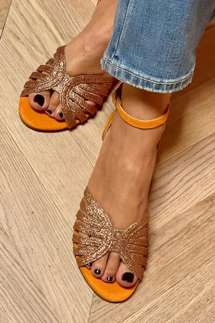 Celia | Sandalias Naranjas con Glitter