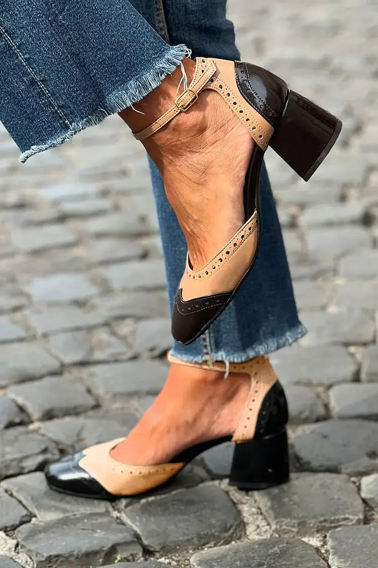 Escolastica | Tacones Caqui Patchwork