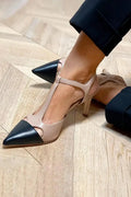 Lorena | Tacones Beige Color Block