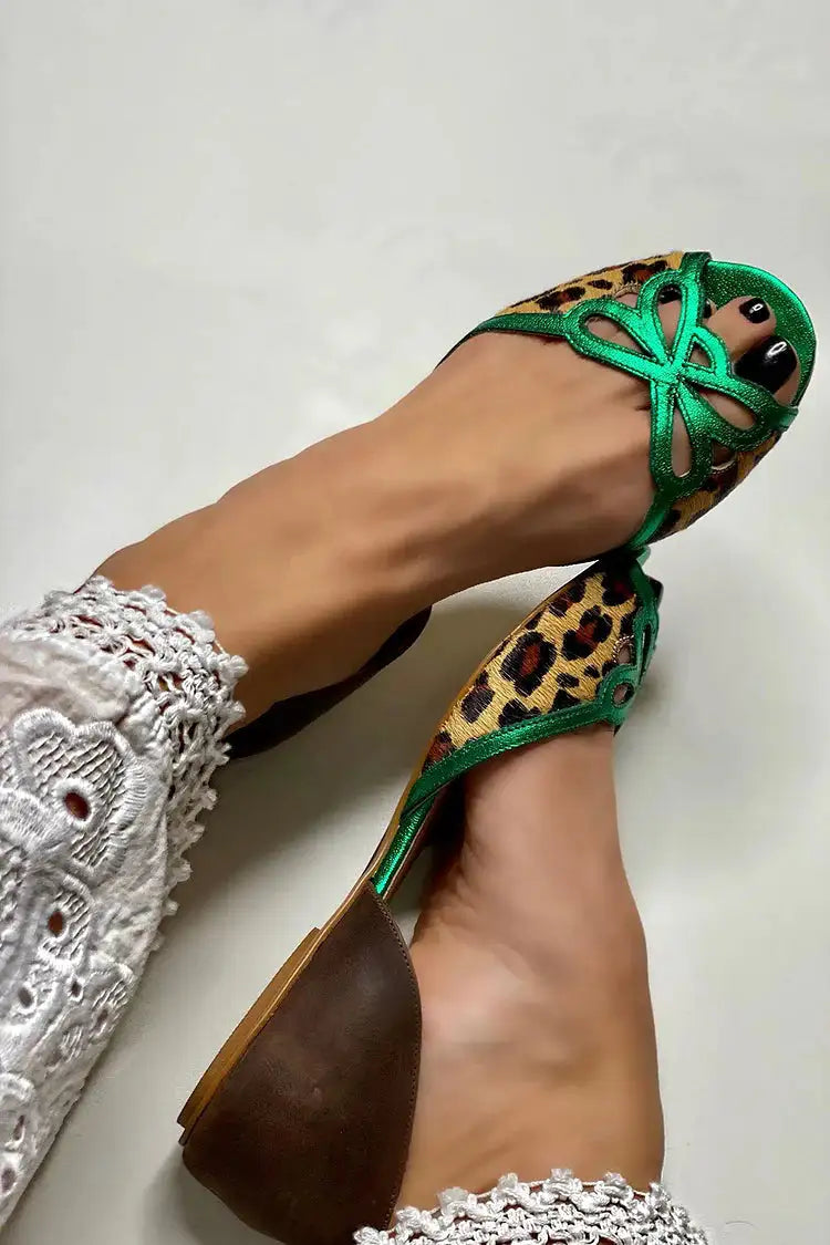 Tomasa | Sandalias Verdes de Leopardo