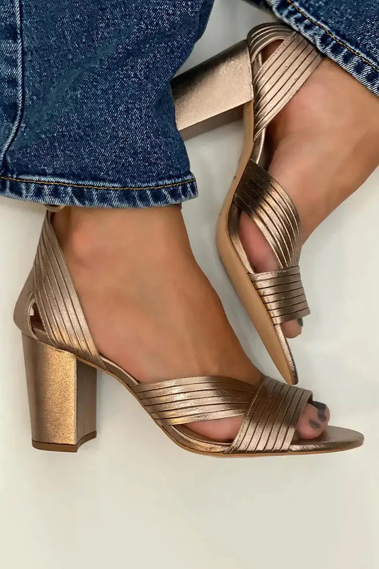 Hipolita | Sandalias Doradas con Correa