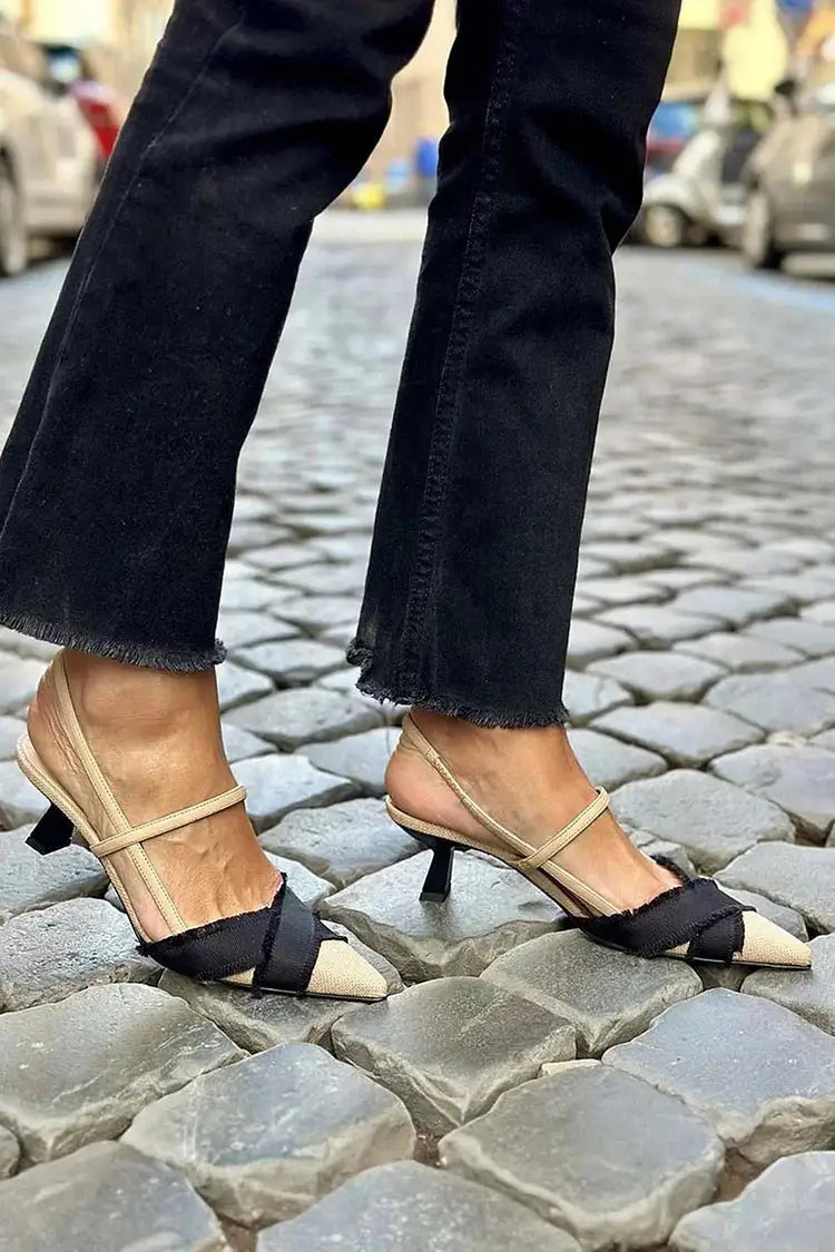 Yolanda | Tacones Beige Color Block