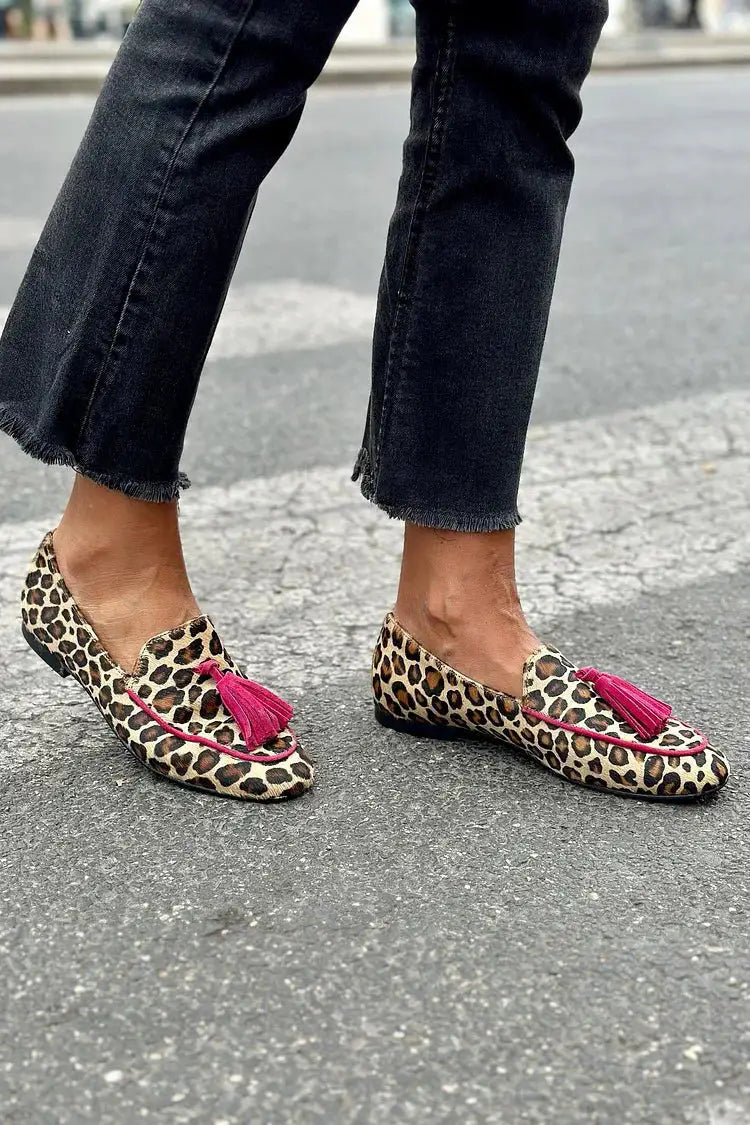 Leandra | Mocasines de Leopardo con Borlas