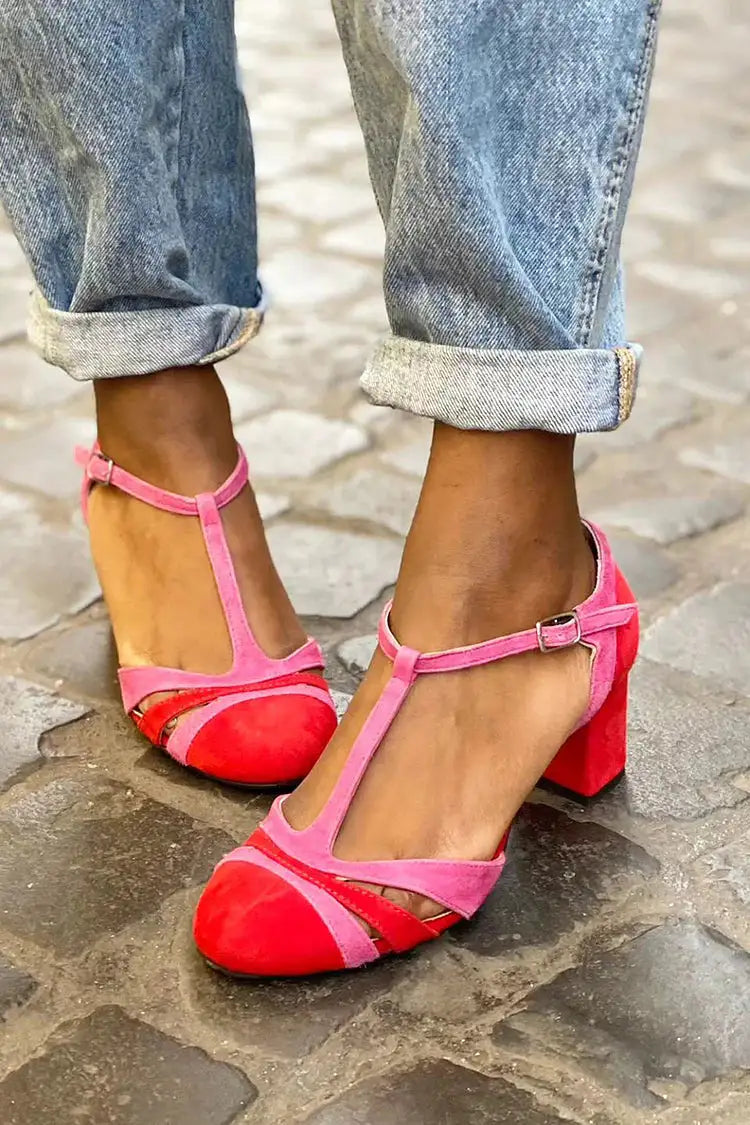 Encarna | Tacones Fucsia Color Block