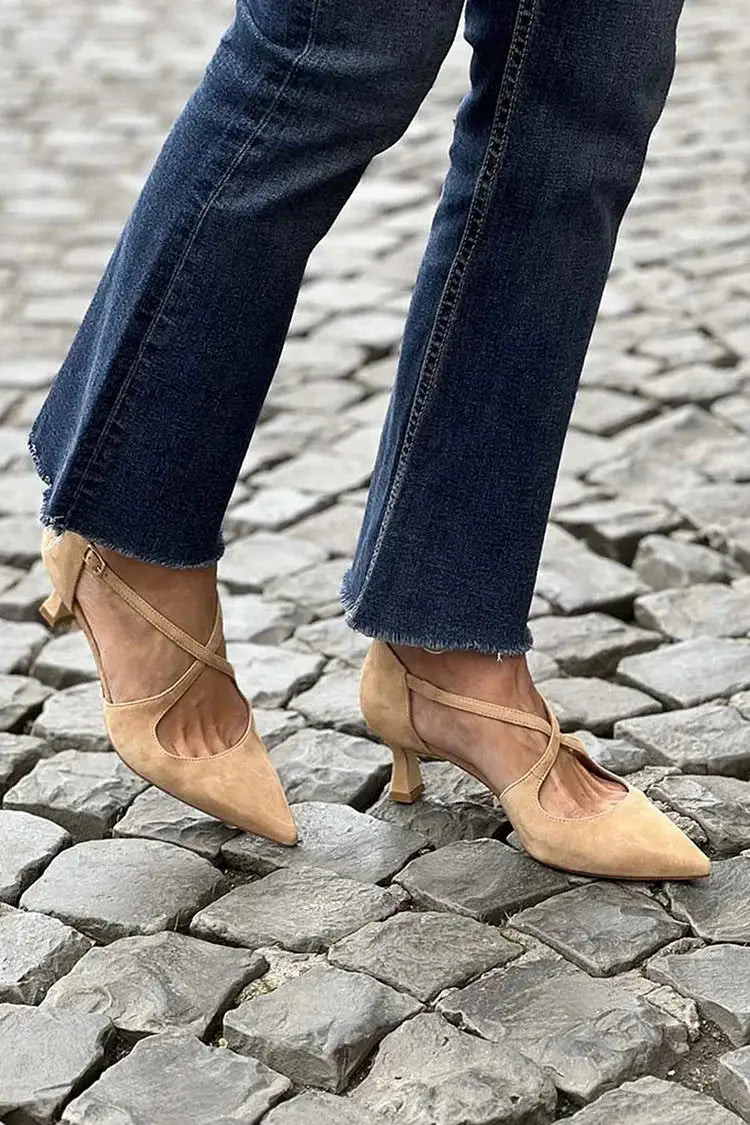 Amparo | Tacones Caqui con Hebilla