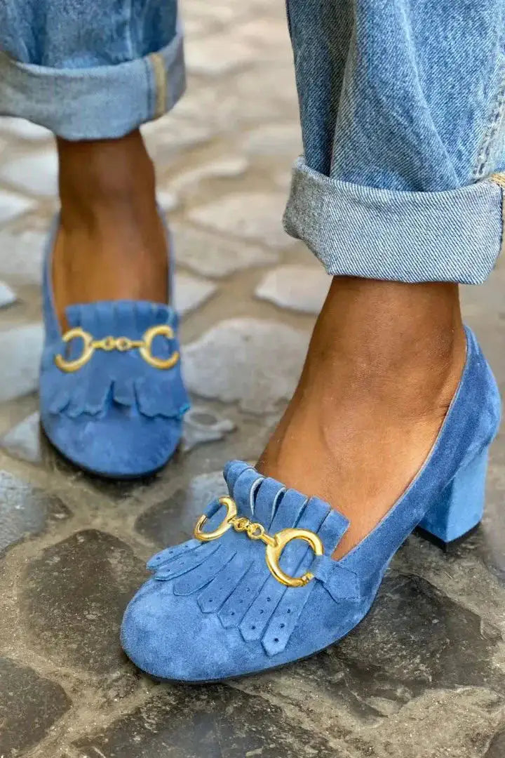 Felisa | Tacones con Flecos y Hebilla