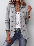 Eloísa | Chaqueta de Volantes de Punto Gris Jaspeado