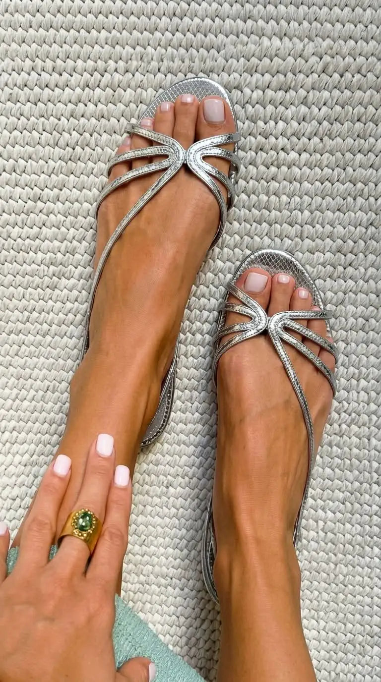 Oihana | Sandalias Metalizadas con Estampado de Pitón en Relieve y