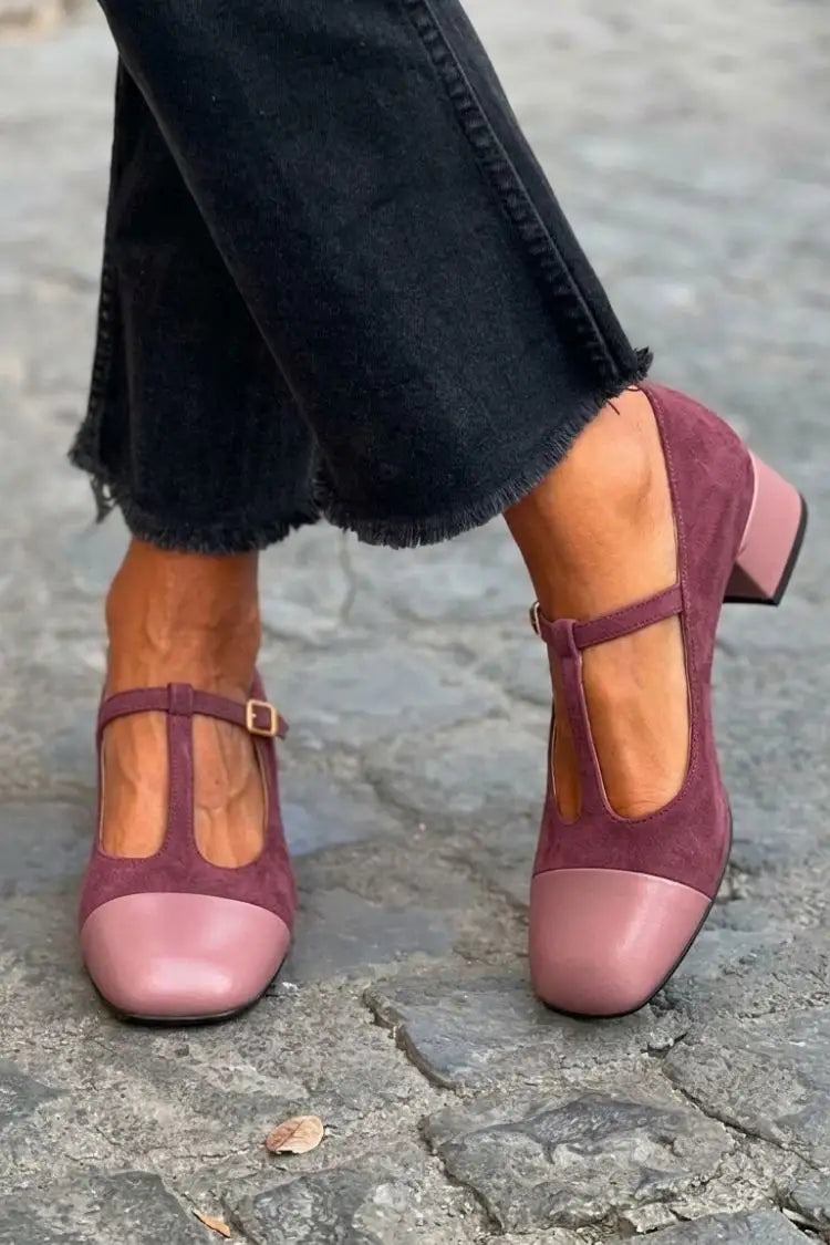 Honoria | Tacones Morados Color Block