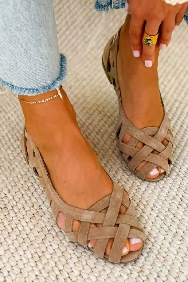 Ria | Sandalias Planas Casuales con Puntera Abierta y Tiras