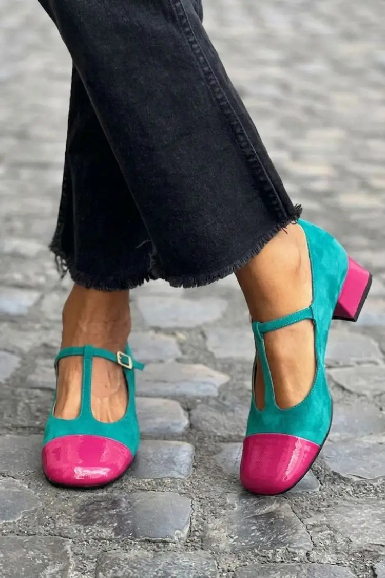 Honoria | Tacones Morados Color Block