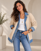 Verona | Chaqueta de Punto con Paneles en Denim