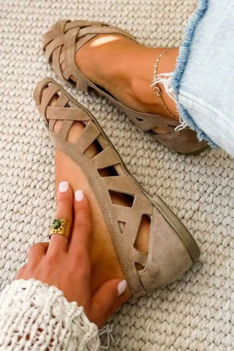 Ria | Sandalias Planas Casuales con Puntera Abierta y Tiras