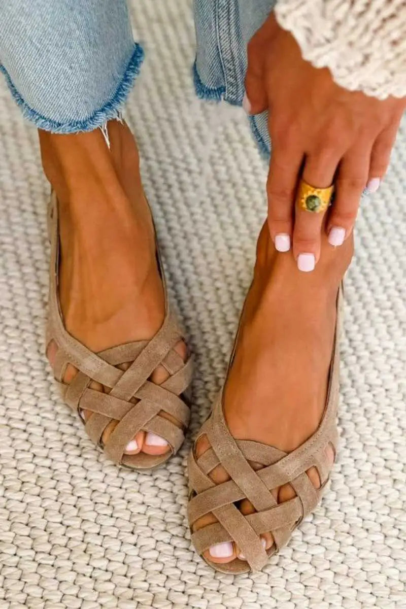 Ria | Sandalias Planas Casuales con Puntera Abierta y Tiras