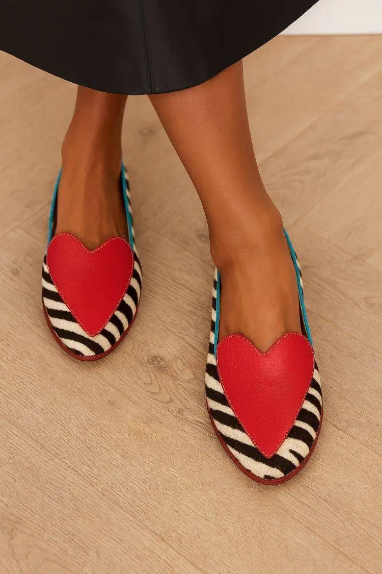 Catalina | Mocasines de Cebra con Corazón