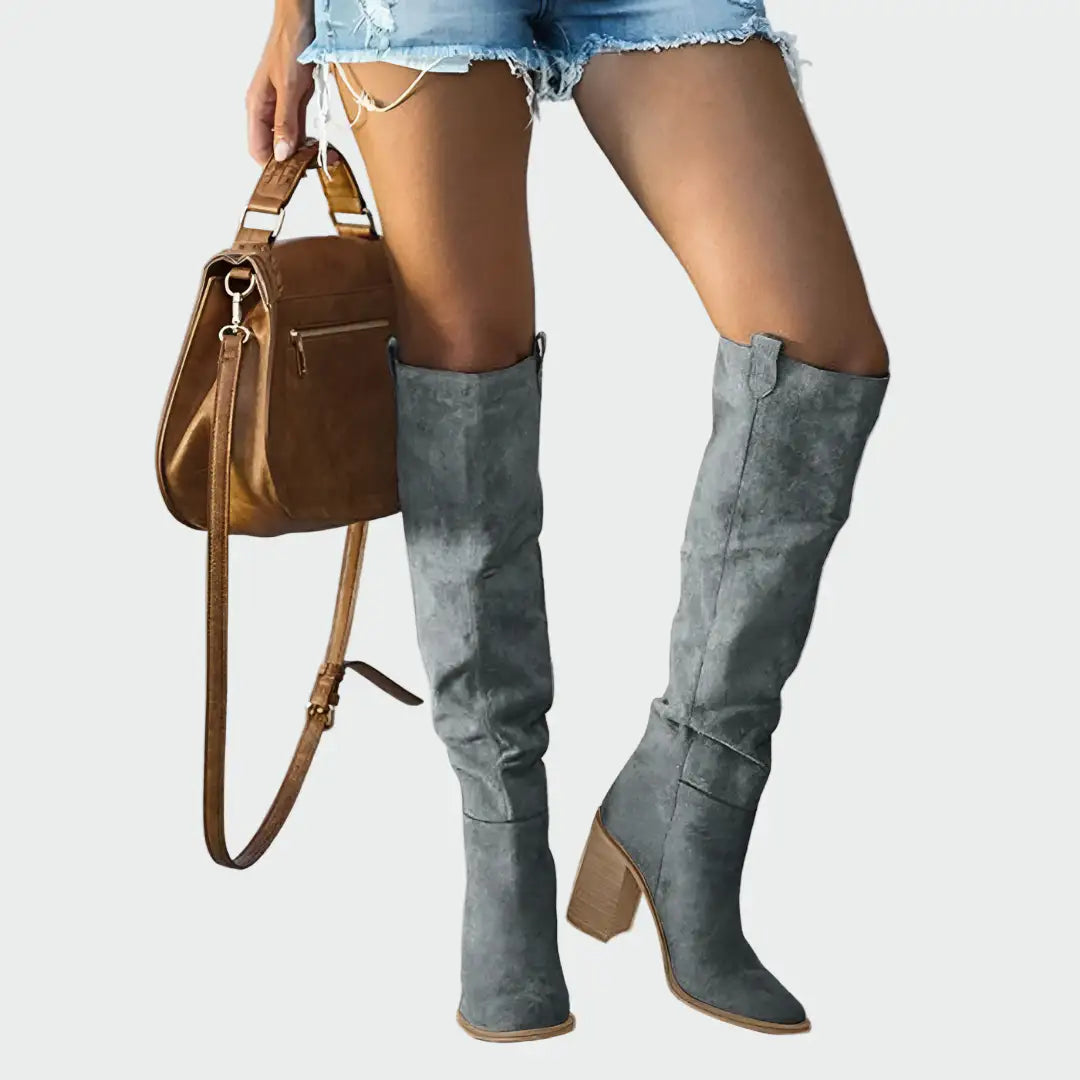 Oihana | Botas Altas Estilo Western en Ante