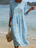 Dalia | Vestido Midi Bordado Azul Claro