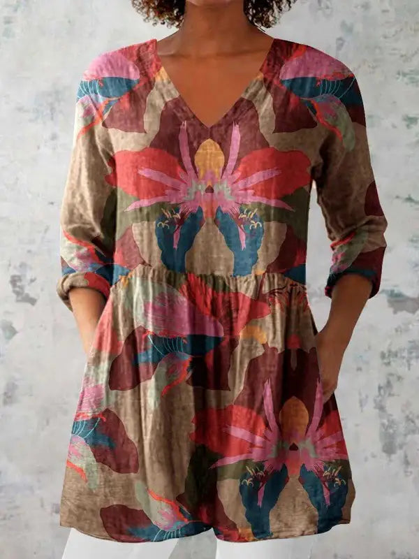 Alina | Camisa larga con estampado expresivo