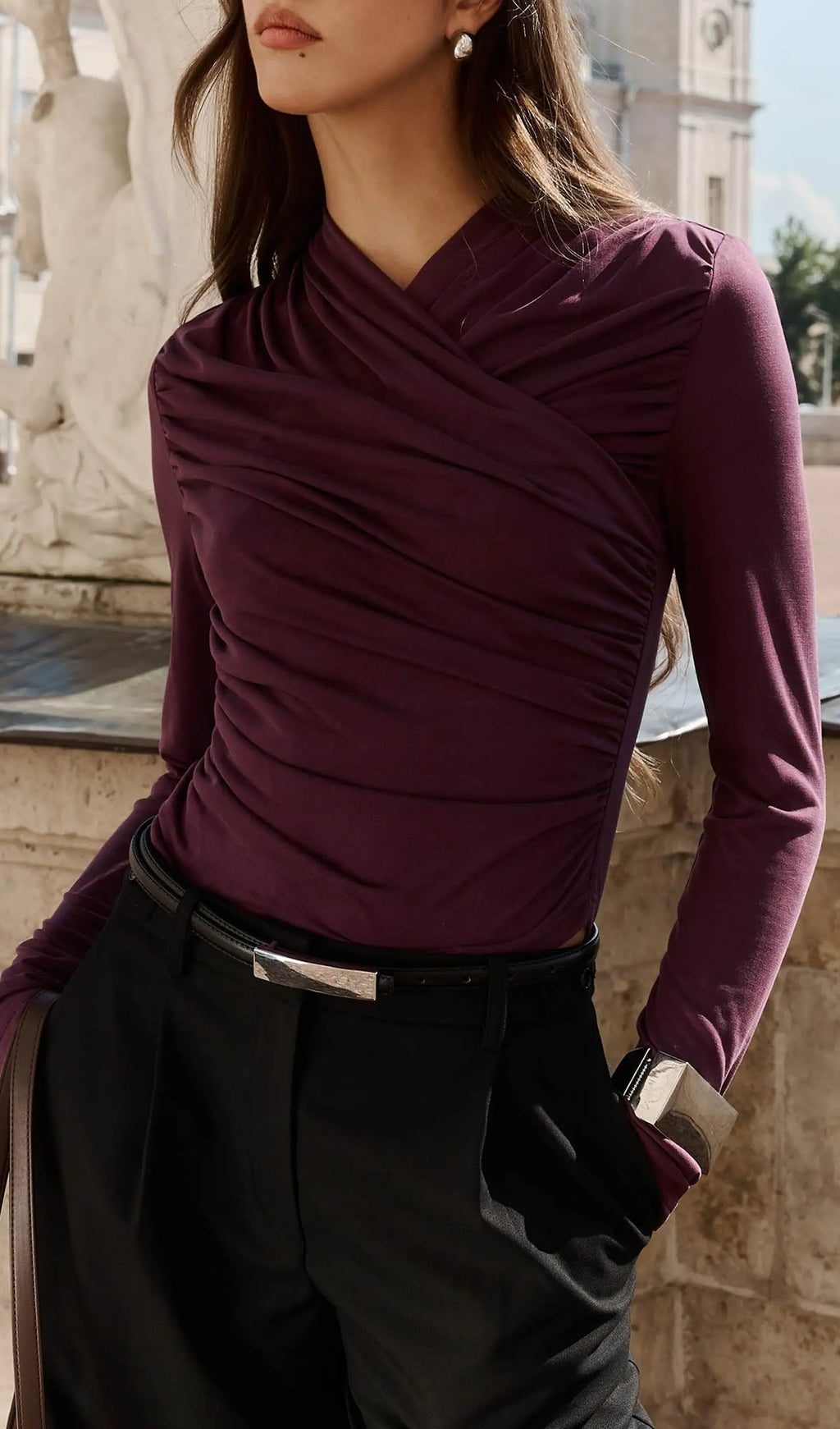 Izar | Blusa de Punto Ajustada con Pliegues