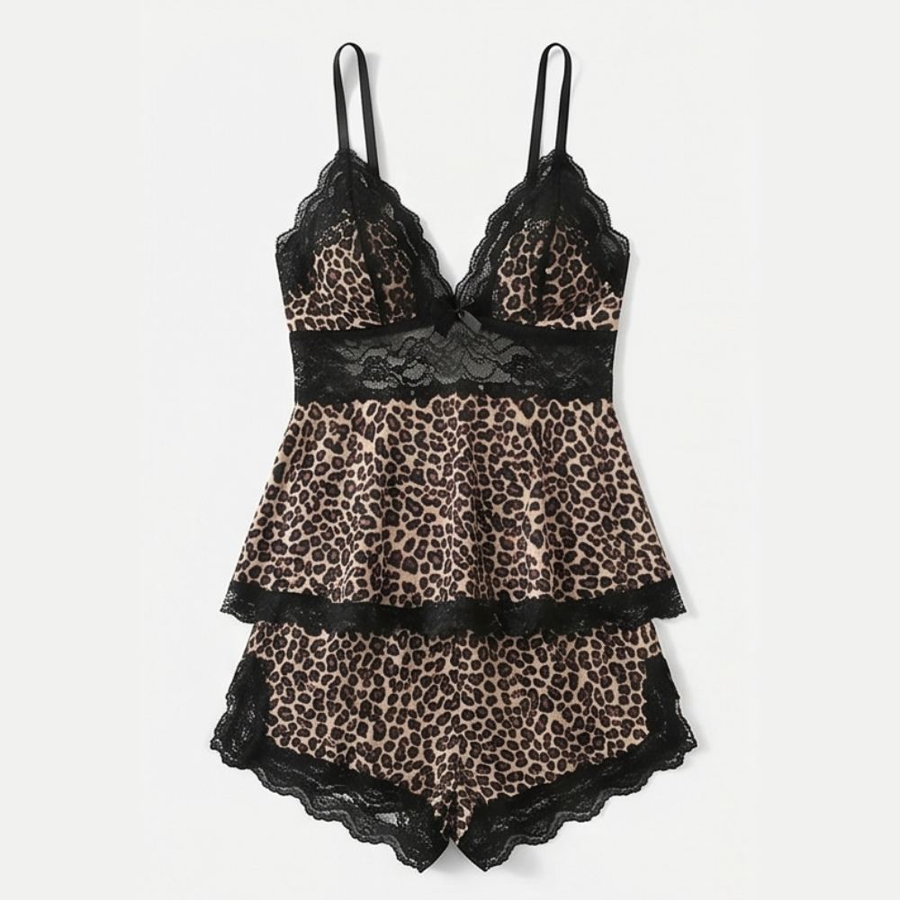 Lorena | Pijama de Camisola con Encaje y Volantes