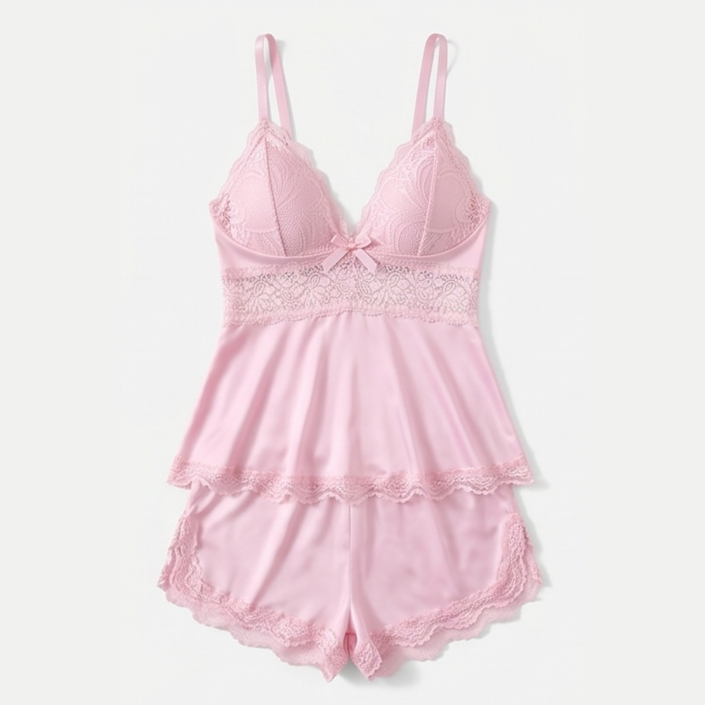 Lorena | Pijama de Camisola con Encaje y Volantes
