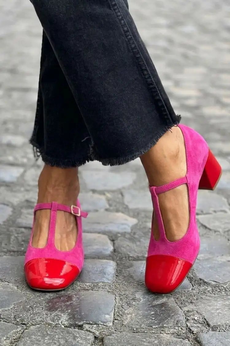 Honoria | Tacones Morados Color Block