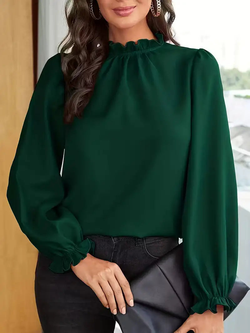 Aurelia™ | Blusa con Cuello de Volantes y Mangas Abullonadas