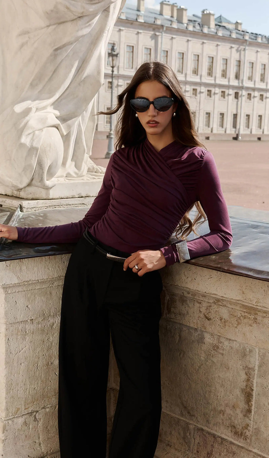 Izar | Blusa de Punto Ajustada con Pliegues