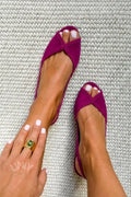 Oria | Ballerinas Slingback Fucsia de Ante con Punta Abierta Chic