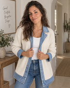 Verona | Chaqueta de Punto con Paneles en Denim