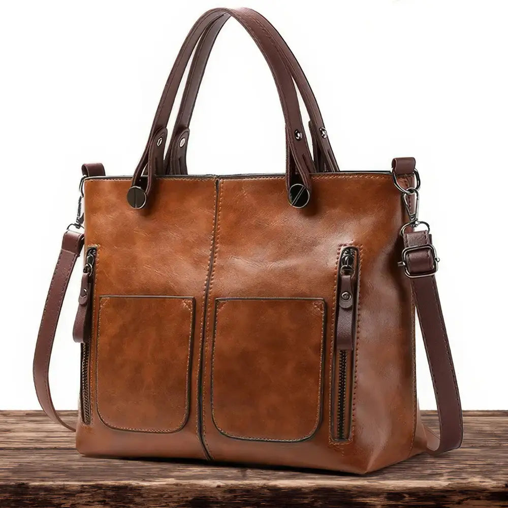 Leticia | Bolso Tote Vintage con Bolsillos Laterales