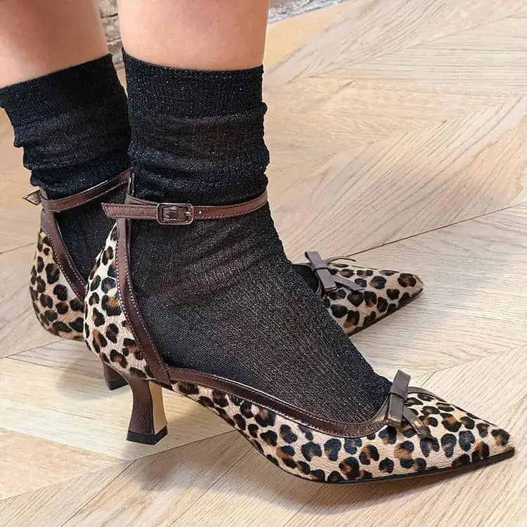 Dominga | Tacones Beige de Leopardo