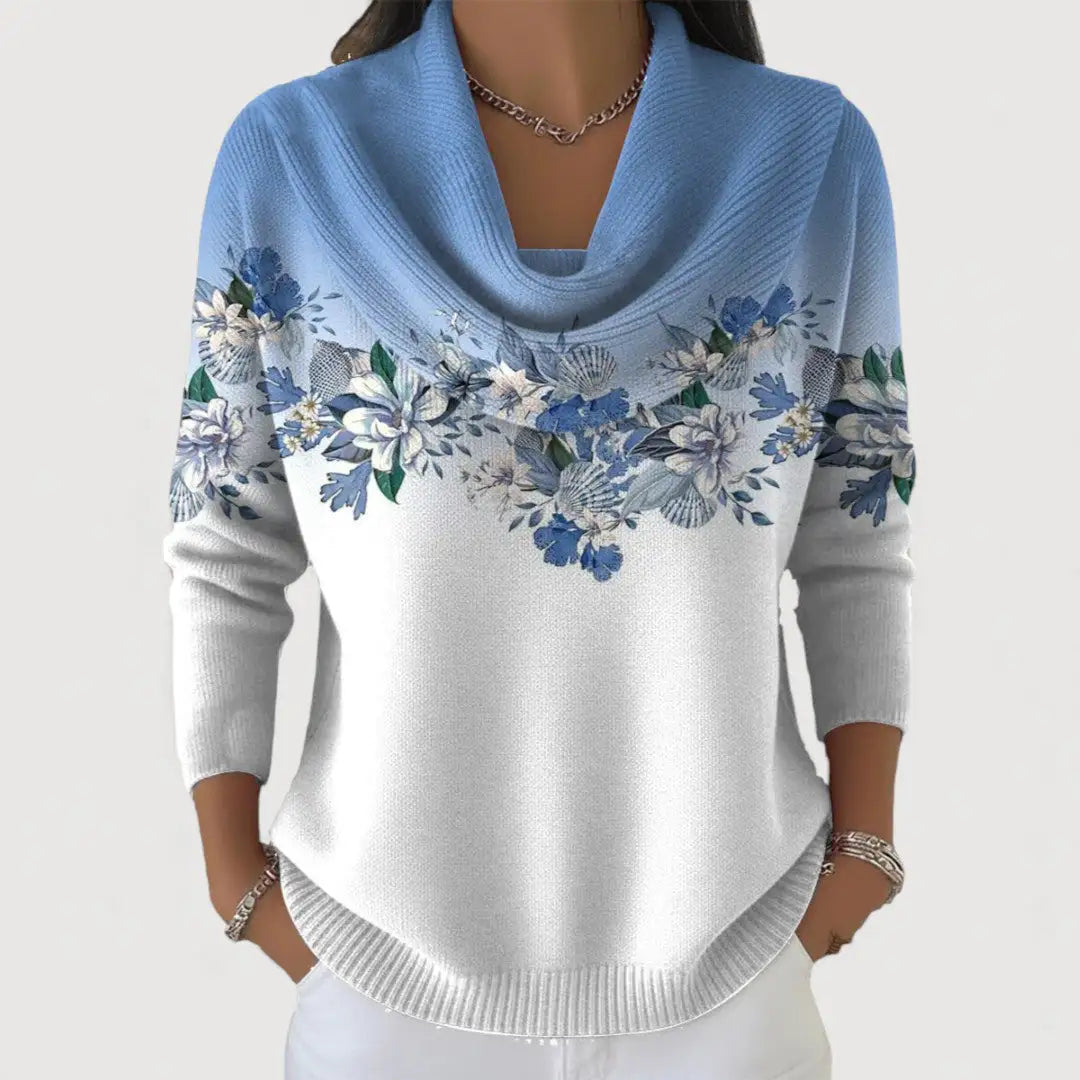 Aurora | Jersey Floral con Cuello Alto