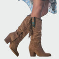 Botas Cowboy Boho Mujer con Flecos y Tacón Medio