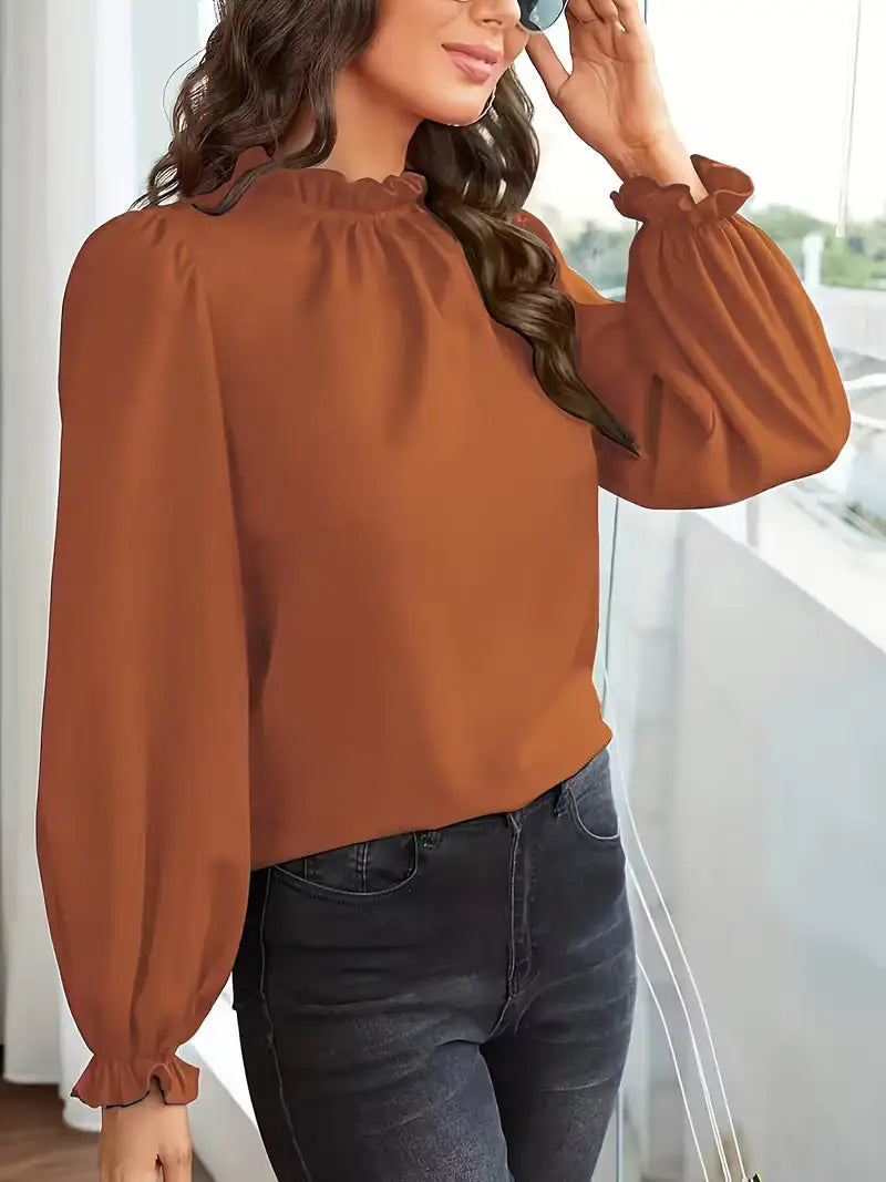 Aurelia™ | Blusa con Cuello de Volantes y Mangas Abullonadas