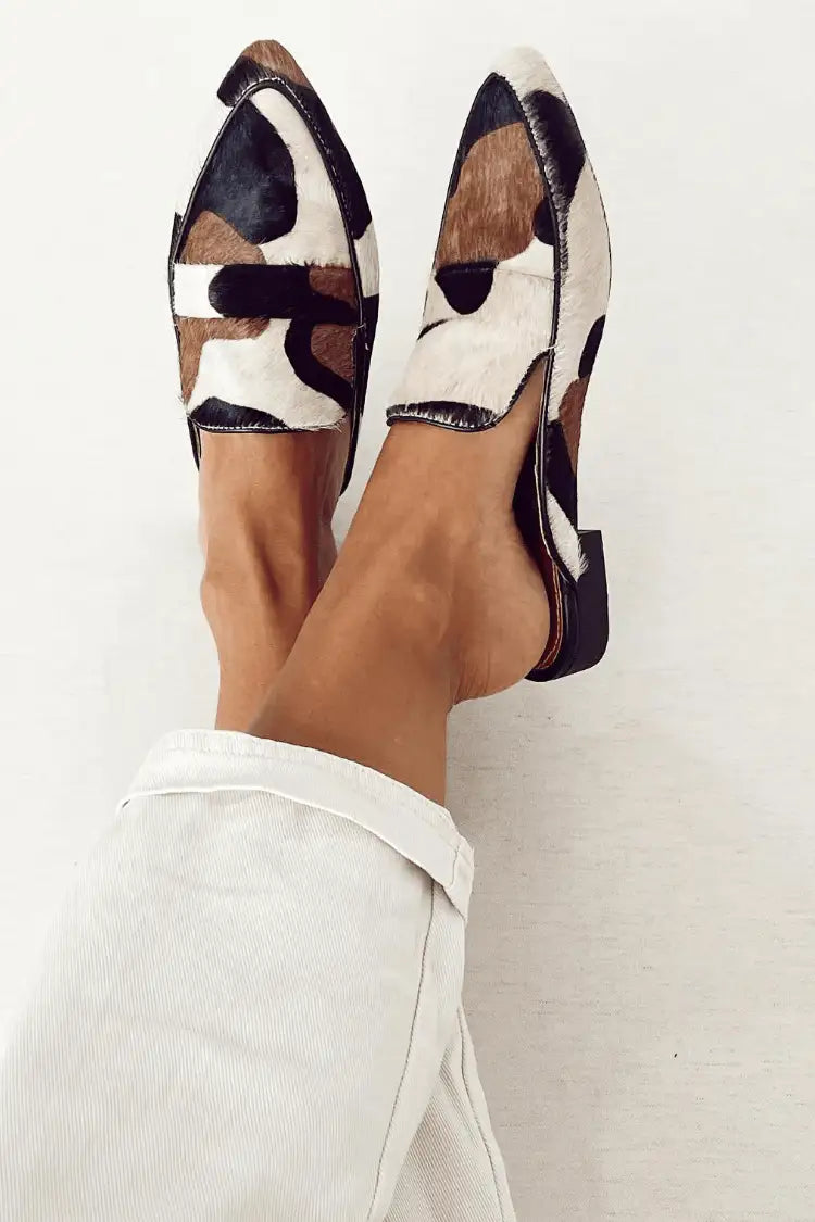 Sole | Mocasines Patchwork Elegantes con Estampado Animal y Punta