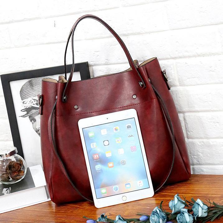 Riley - Conjunto de 4 bolsos vintage de cuero suave