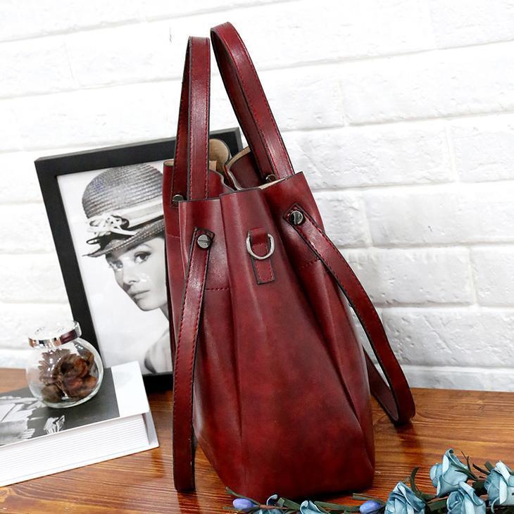 Riley - Conjunto de 4 bolsos vintage de cuero suave