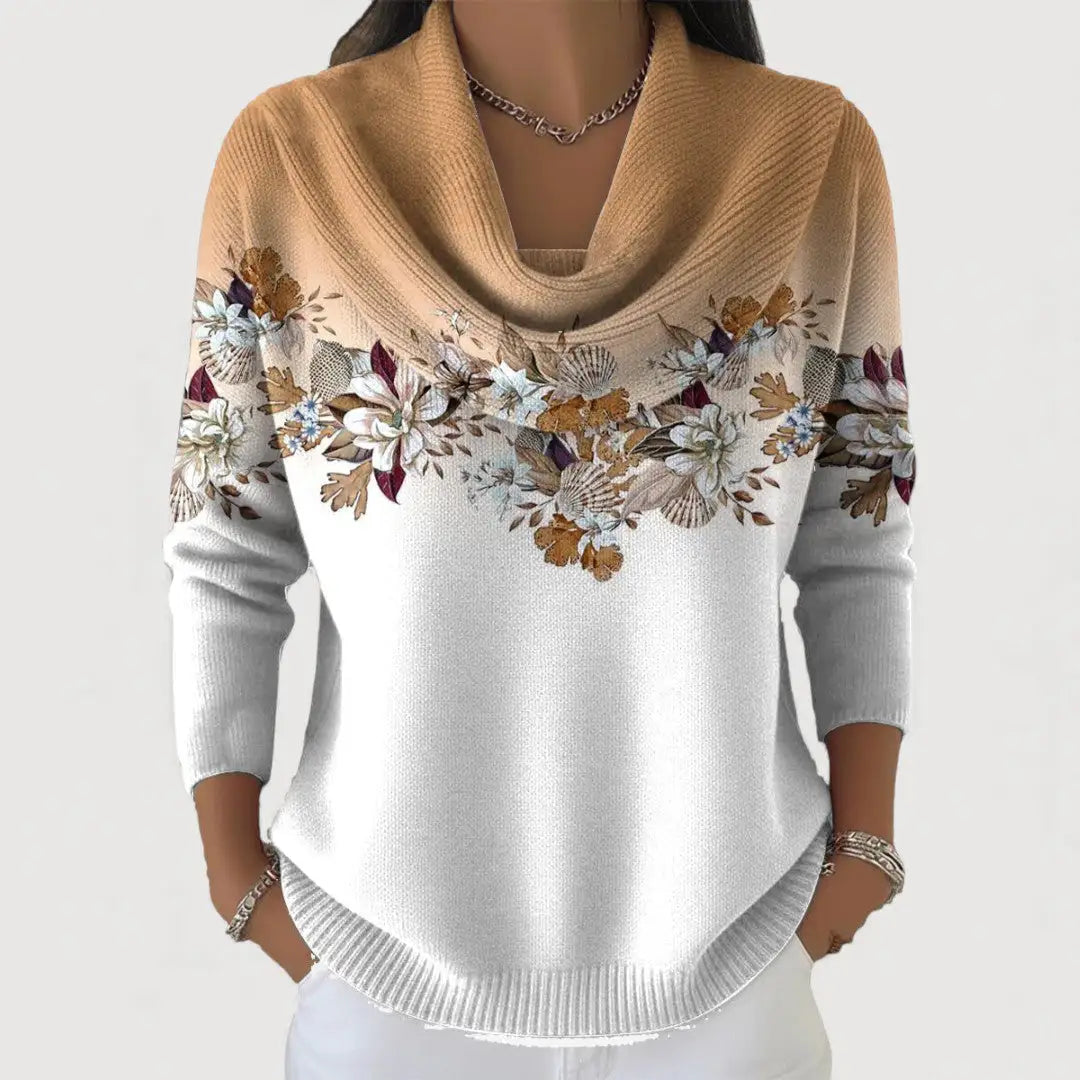 Aurora | Jersey Floral con Cuello Alto