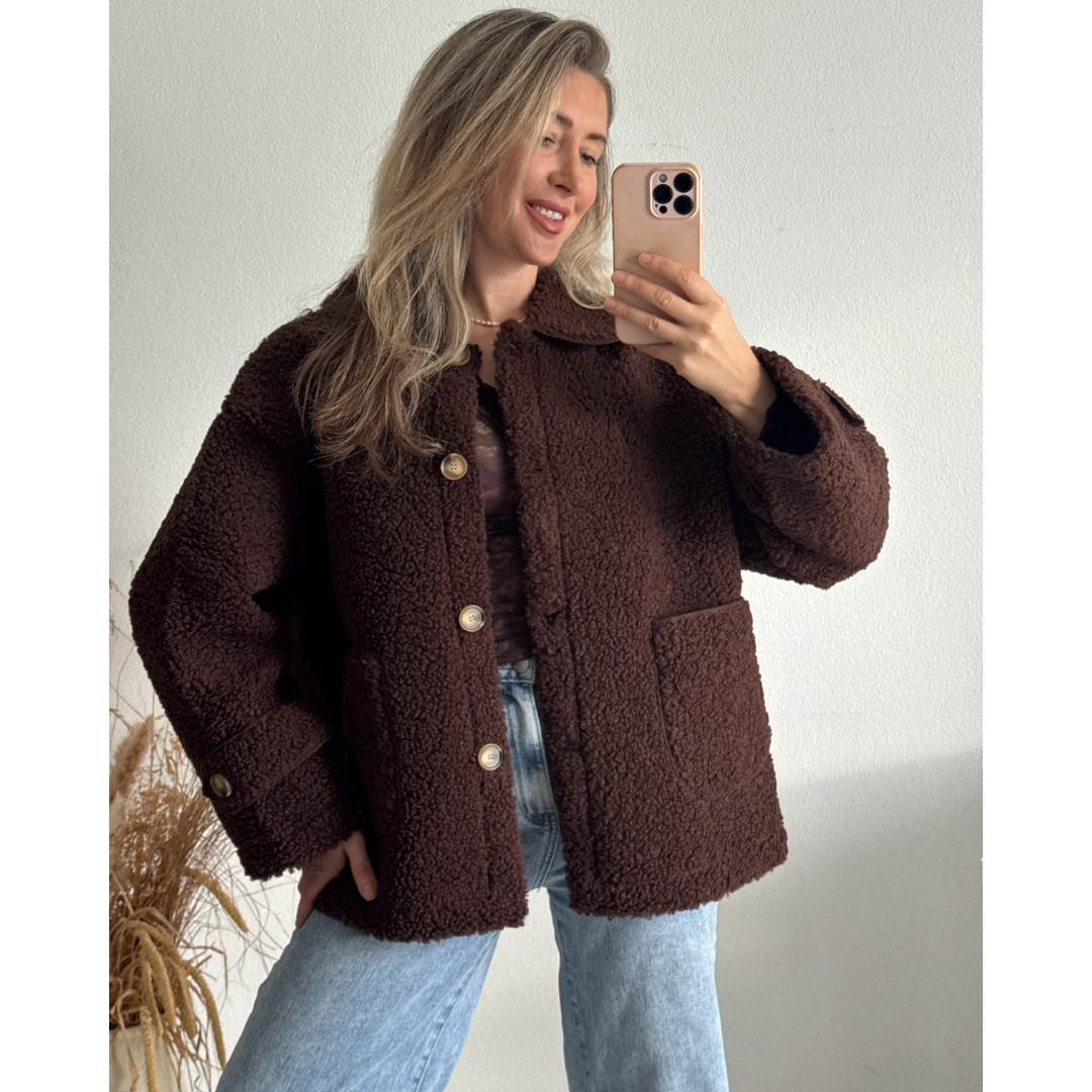 Marisa | Chaqueta Borreguito Crema con Botones