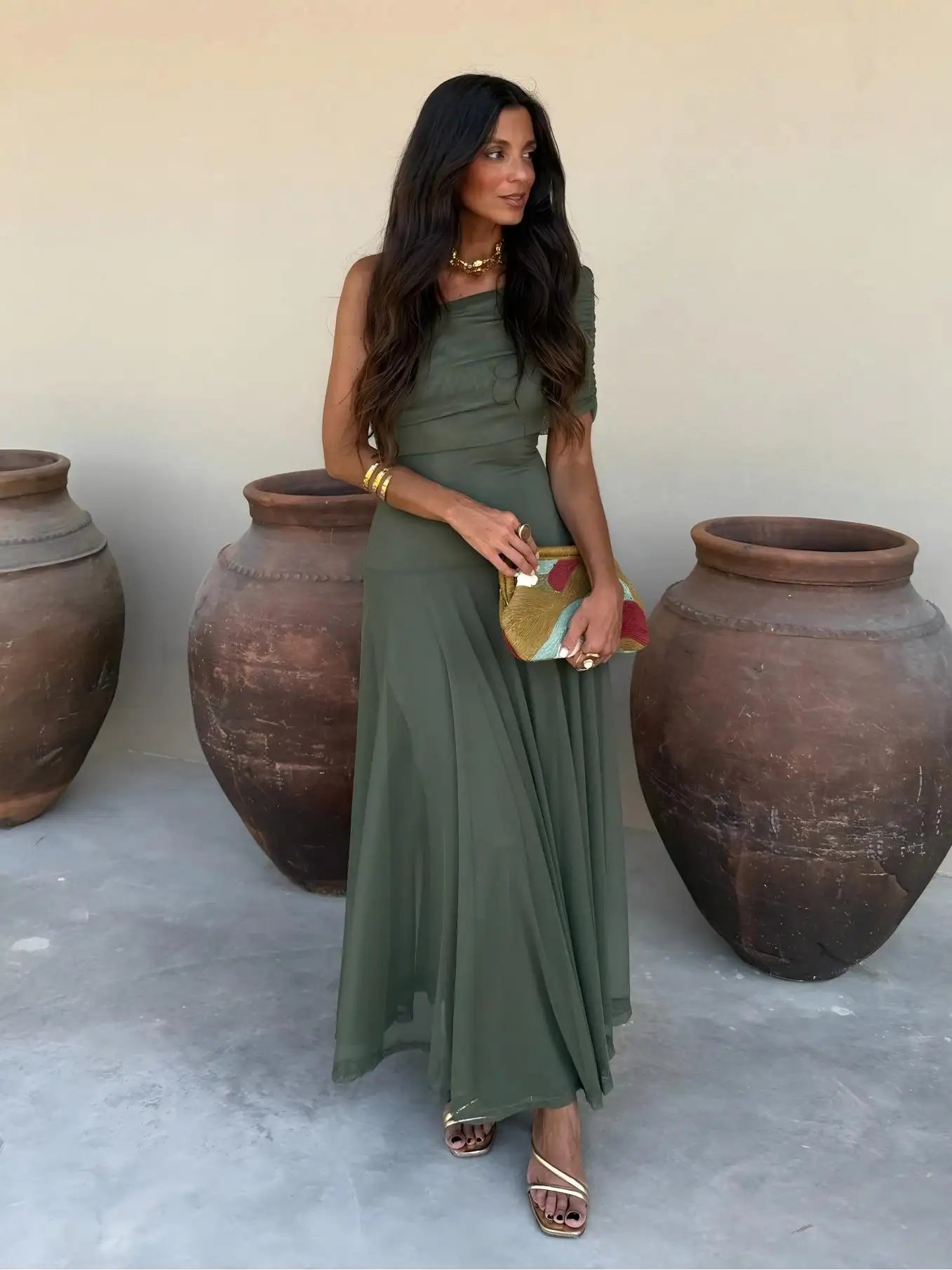 Toledo | Vestido Maxi de un Hombro en Malla