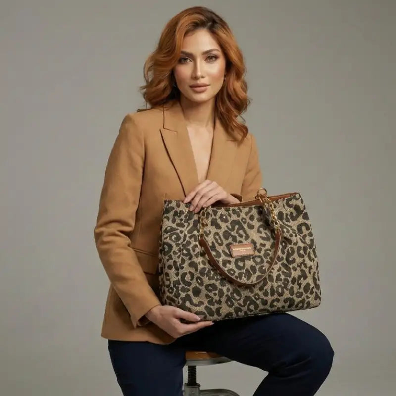 Olivia | Bolso de Lona con Estampado de Leopardo