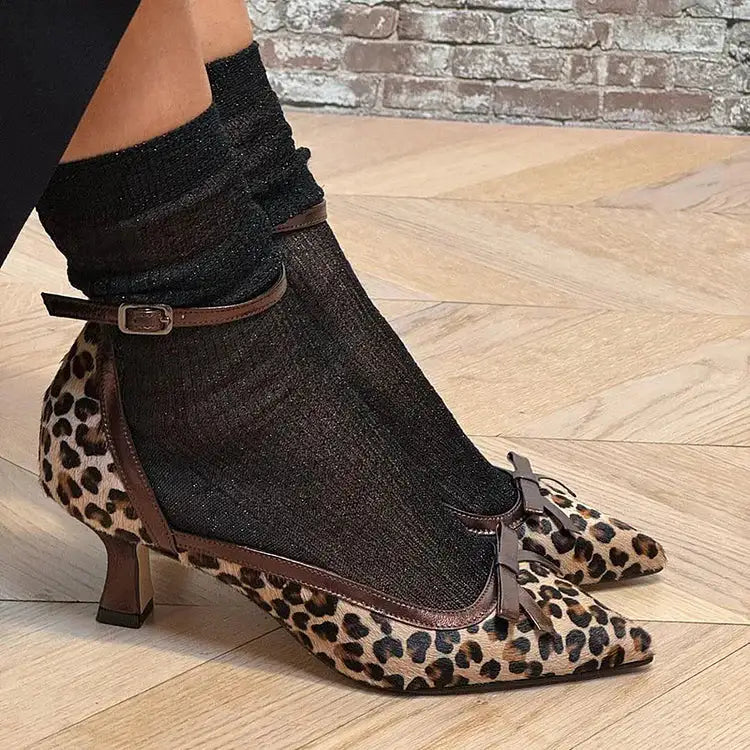 Dominga | Tacones Beige de Leopardo