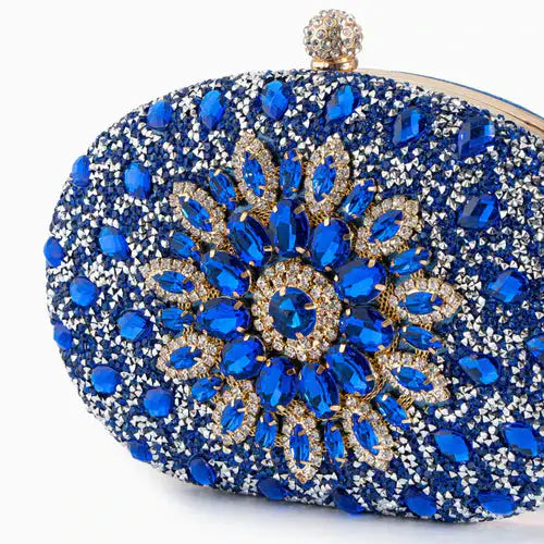 Celeste | Clutch Ovalado de Fiesta con Cristales